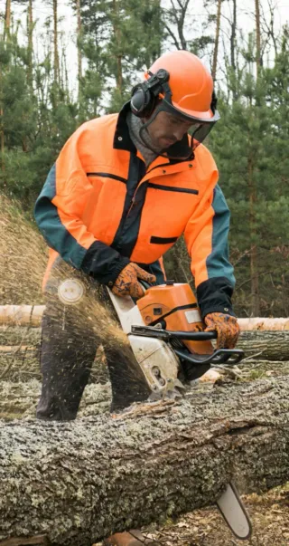 (Motosierrista) Se hacen trabajos con motosierra