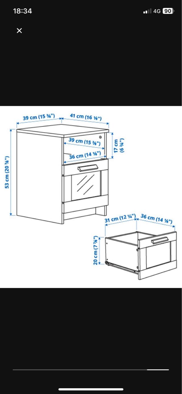 Mesita de noche BRIMNES Ikea blanca