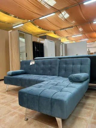OFERTA ! Nuevo sofa cama azul + chaiselongue