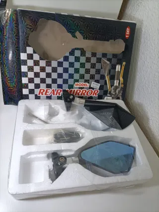 Retrovisores Moto Negros Cristales Azules
