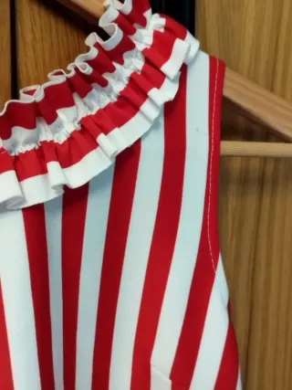 Blusa Italiana Rojo Blanco sin mangas