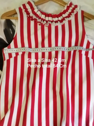 Blusa Italiana Rojo Blanco sin mangas