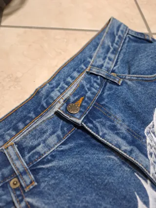 Jeans Y2K Custom Dragon Bianco