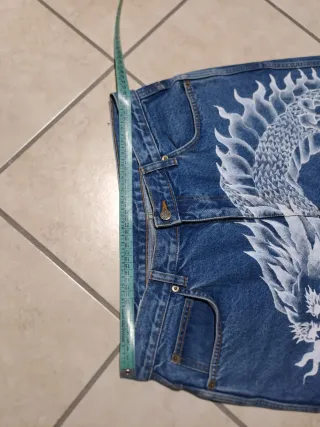 Jeans Y2K Custom Dragon Bianco