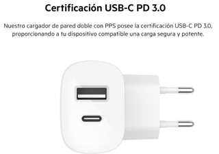 Cargador Belkin BoostCharge de pared con USB A y C