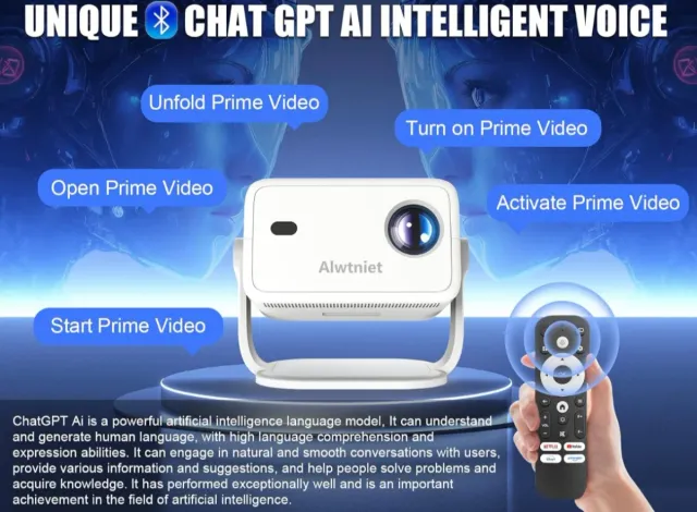 Proyector Alwtniet Blanco Autoenfoque