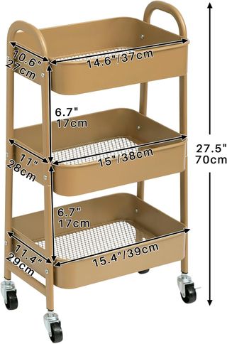 Carrito Metálico 3 Niveles con Ruedas