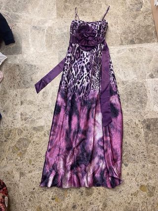 Vestido largo estampado morado