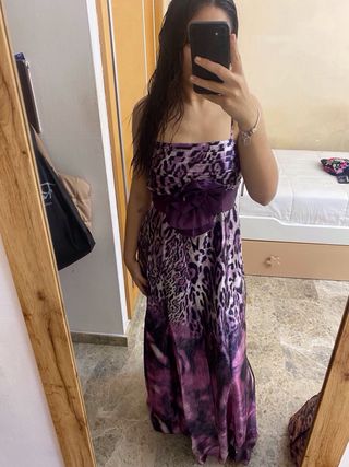 Vestido largo estampado morado