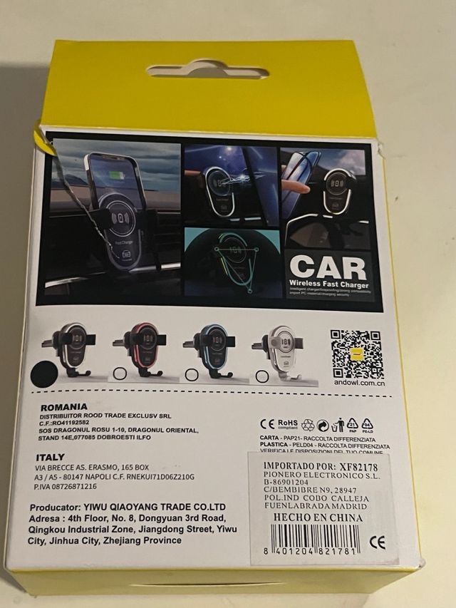 Cargador Inalámbrico Coche 20W Andowl