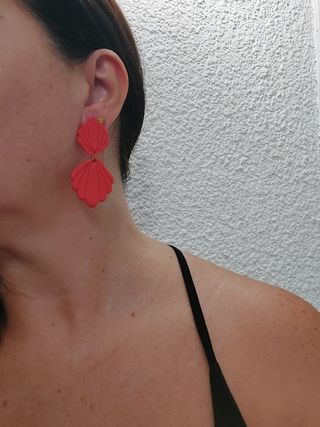 Pendientes Arcilla Polimérica Concha Coral