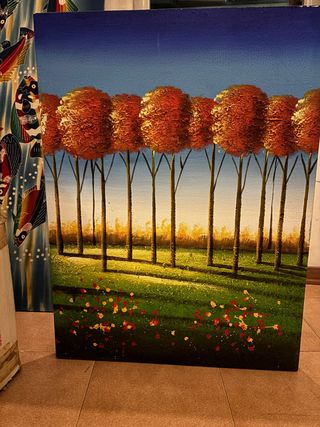 Quadro paesaggio alberi autunnali