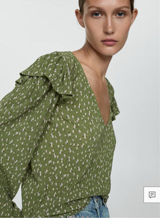 Blusa Mango Estampada Volantes