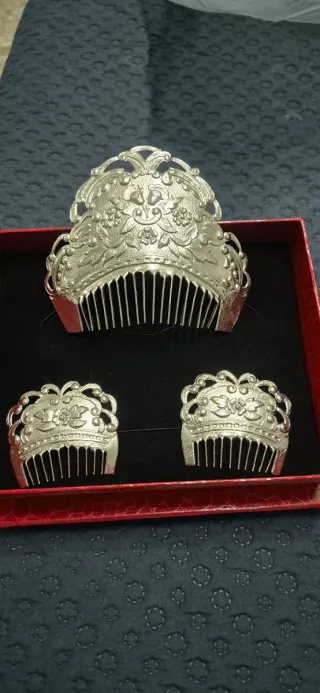 Peinetas Fallera Adulta Plateadas. Como nuevas