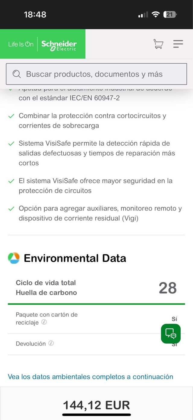 Magnetotérmico Schneider Acti9 iC60N 16A 2P