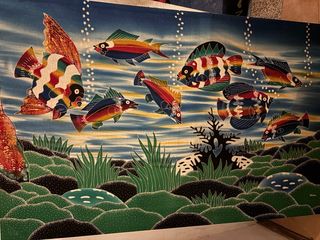 Quadro tessuto pesci colorati