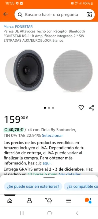 Pareja Altavoces Techo Fonestar Bluetooth Blanco