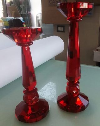 Coppia Portacandele Rossi Nuovi