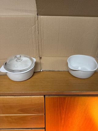 Set 2 Ciotole Ceramica + 1 Coperchio Vetro