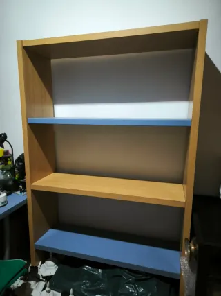 Estantería juvenil madera azul y marrón