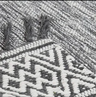 Tappeto in Cotone Grigio e Bianco 180x120
