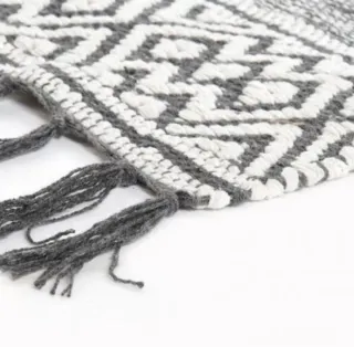 Tappeto in Cotone Grigio e Bianco 180x120