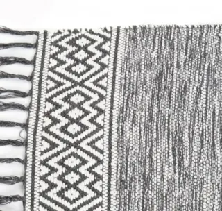 Tappeto in Cotone Grigio e Bianco 180x120