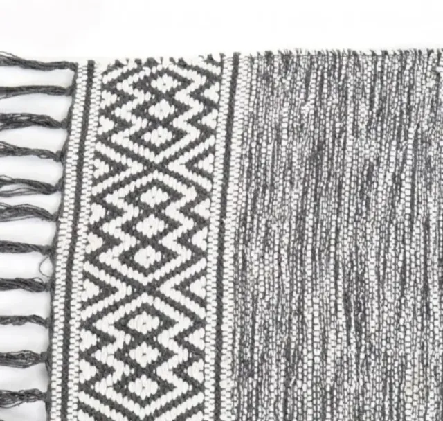 Tapete de Algodão Cinza e Branco 180x120