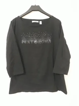 Camiseta Punto Roma Negra con Pedrería