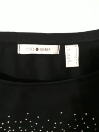 Camiseta Punto Roma Negra con Pedrería