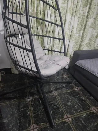 Silla Colgante Huevo Negra y Gris