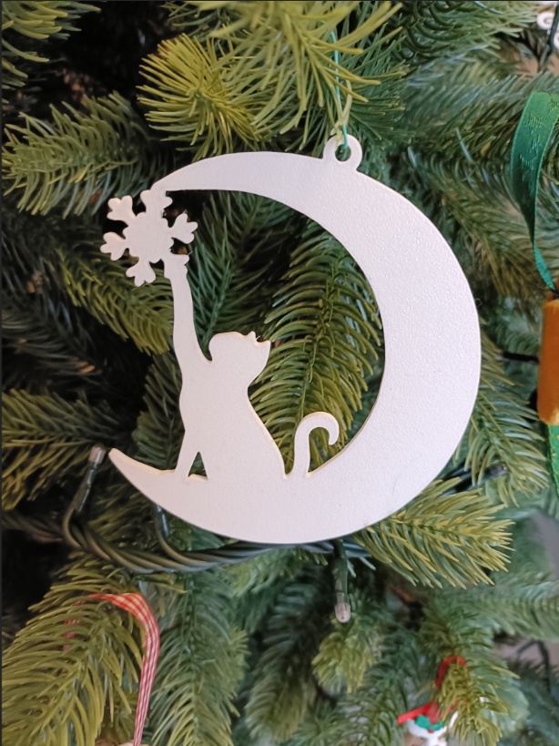 Adorno Navideño Gato Luna Copo Nieve