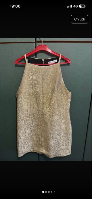 Mini abito Zara dorato senza maniche