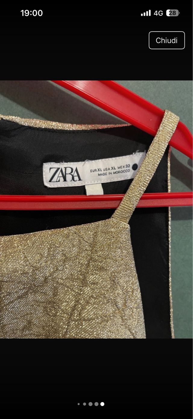 Mini abito Zara dorato senza maniche