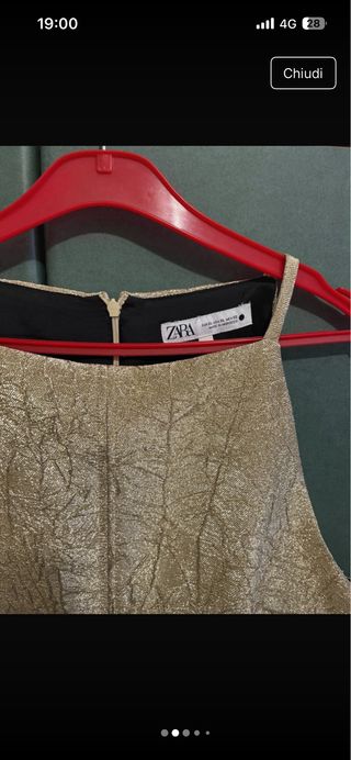 Mini abito Zara dorato senza maniche