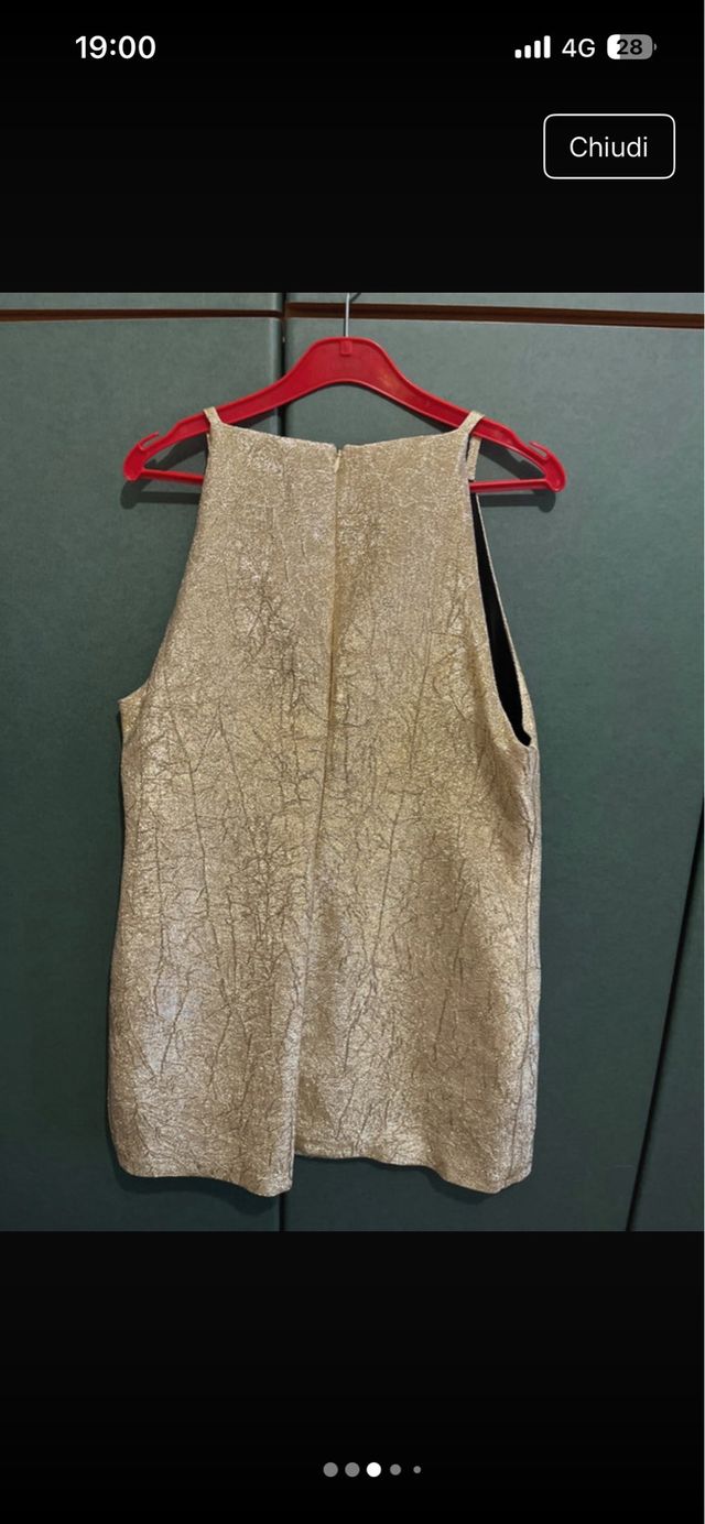 Mini abito Zara dorato senza maniche
