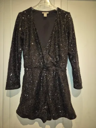 Mono H&M lentejuelas negro talla S