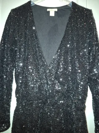 Mono H&M lentejuelas negro talla S