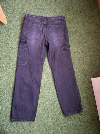 Pantalones cargo vaqueros negros hombre