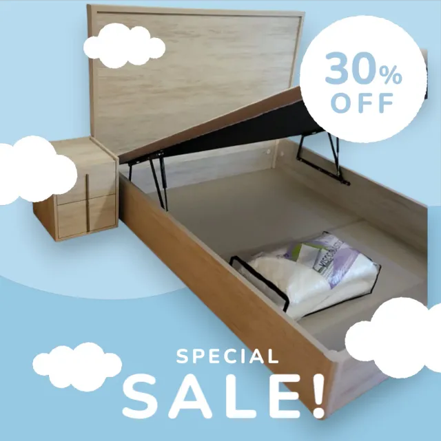 Letto canapé con ampio spazio di archiviazione. Ideale per mantenere l'ordine in camera.