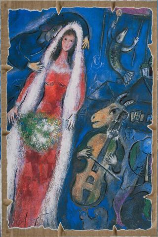 Chagall la Sposa Stampa applicata a MDF cm. 30x45