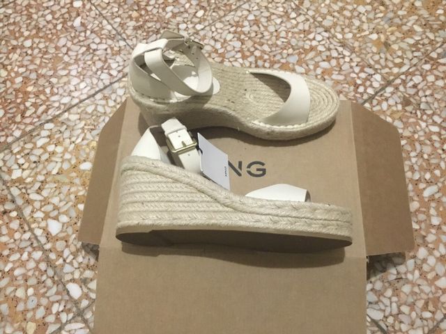 Sandalias esparto cuña tobillera