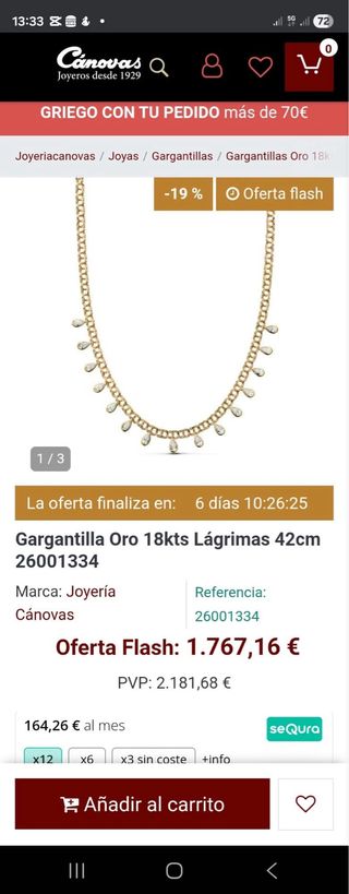 Gargantilla Oro 18kts Cristian Lay Lágrimas