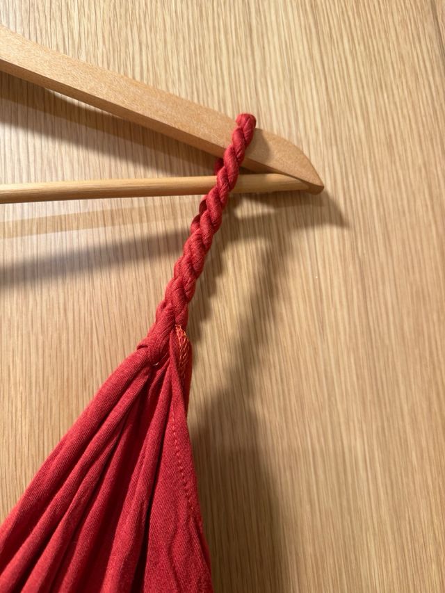 Vestido largo color teja y  tirantes trenzados