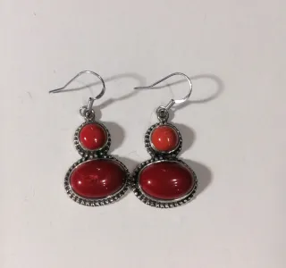 Pendientes Plata y Coral Rojo