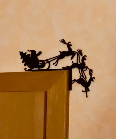 Adorno Puerta Papá Noel y Trineo
