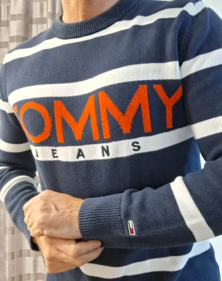 Maglione Tommy Hilfiger a righe Blu/Bianco tg.M