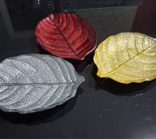Set 3 Piatto Foglia Vetro Nuovo PREZZO DI UNA FOGL