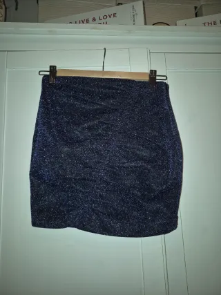 Falda Brillante Azul