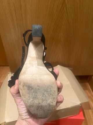 Sandalias Zara Tacón Plataforma Ante Negro